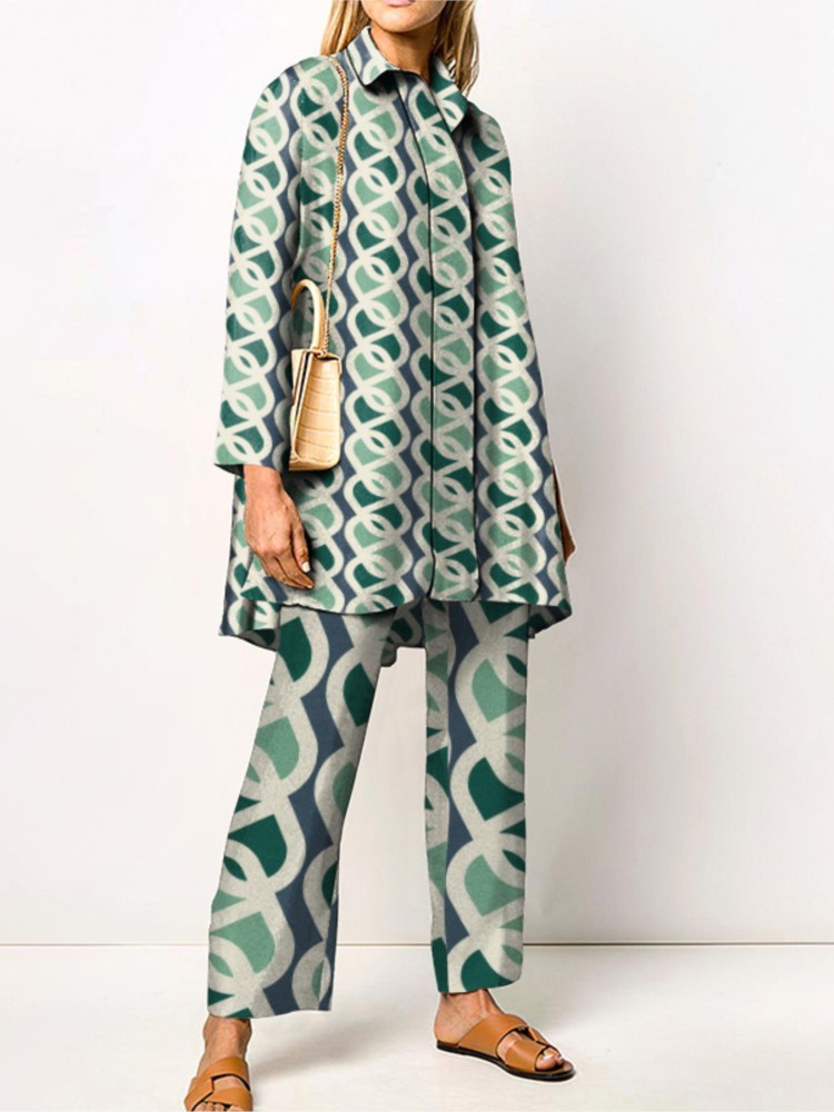 Street Fashion China Girl - Ensemble pantalon ample imprimé Vintage pour