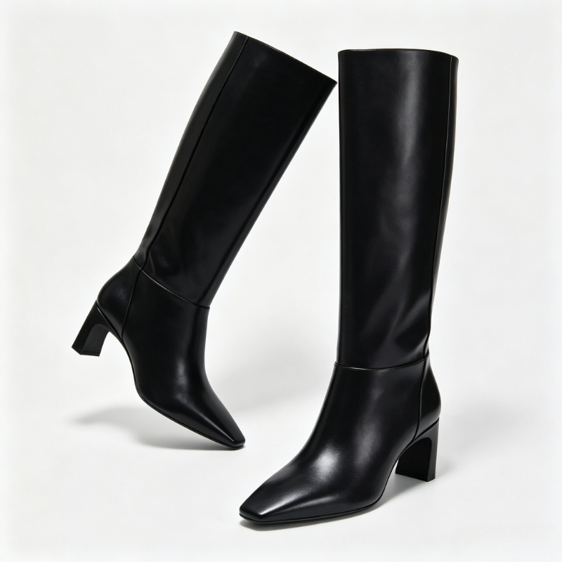 Bottes longues en cuir à talon - Street Fashion Female avis et prix