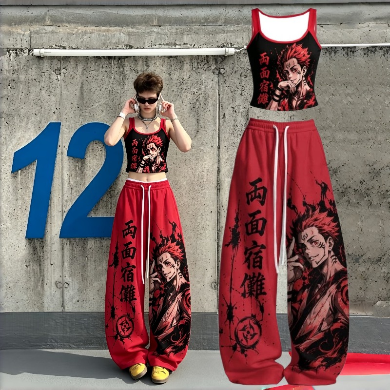 Ensemble 2 pièces imprimé anim - Street Fashion Japan avis et prix